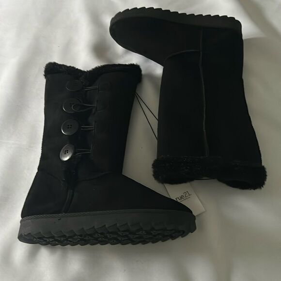 Black Fleece Boots Womens 6 Rue21 - Picture 1 of 4